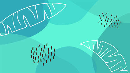 Creative desktop banner background with abstract geometric shapes and line art leaves, vibrant...
