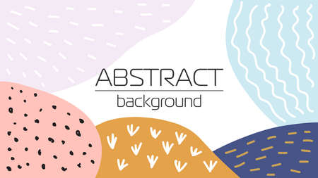 Creative desktop banner background with hand drawn abstract textured shapes, neutral colorsのイラスト素材