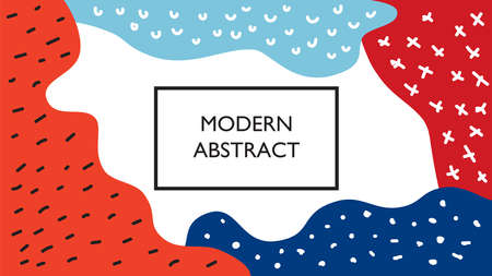 Creative desktop banner background with hand drawn abstract textured shapes, vibrant colors