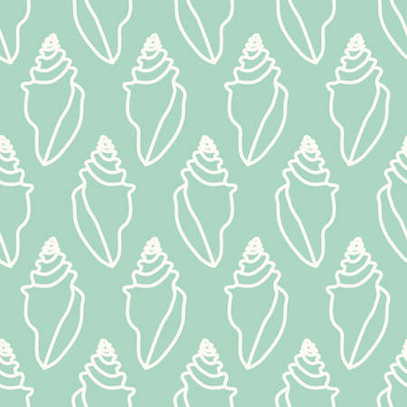 Neutral colors seamless pattern with hand drawn seashells, marine theme vector illustration in...