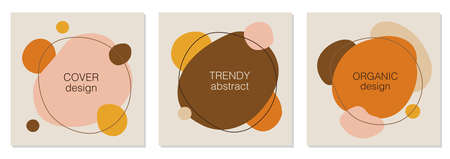 Vector set of minimal fluid organic shapes, abstract backgroundのイラスト素材