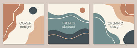 Vector set of minimal fluid organic shapes, abstract backgroundのイラスト素材