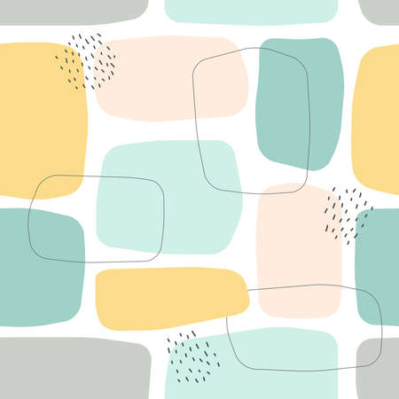 Beautiful feminine trendy hand drawn organic shapes seamless repeating patternのイラスト素材