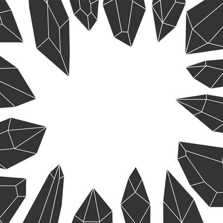 Trendy aesthetic black and white crystals in minimalist styleのイラスト素材