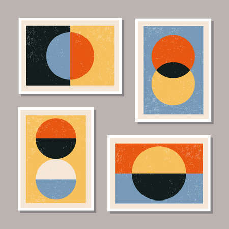 Set of minimal 20s geometric design posters, vector templateのイラスト素材