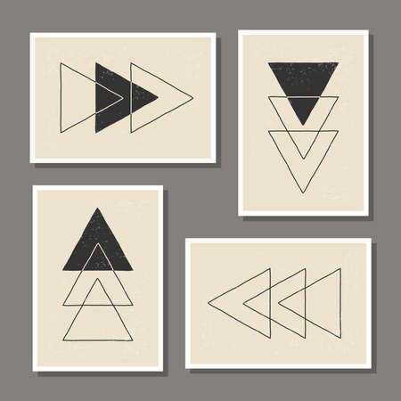 Trendy set of abstract creative minimal artistic hand sketched compositionsのイラスト素材