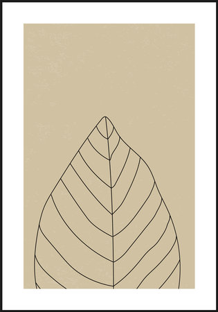 Minimalist botanical branch with leaves abstract collageのイラスト素材
