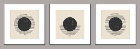 Trendy set of abstract creative minimal artistic hand sketched compositions