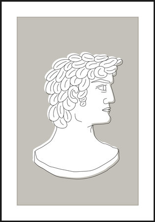 Minimalist poster with David sculpture bust, modern aesthetic styleのイラスト素材