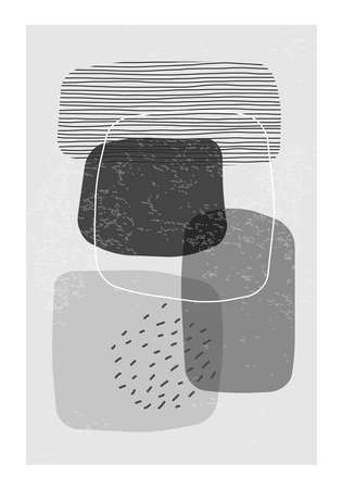 Minimalist design poster with abstract organic shapes compositionのイラスト素材