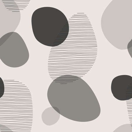 Trendy minimalist seamless pattern with abstract creative hand drawn compositionのイラスト素材