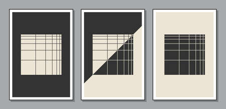 Set of minimal 20s geometric design posters, vector templateのイラスト素材