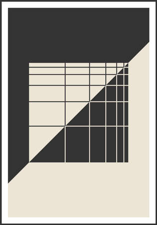 Minimal 20s geometric design poster, vector template with primitive shapesのイラスト素材