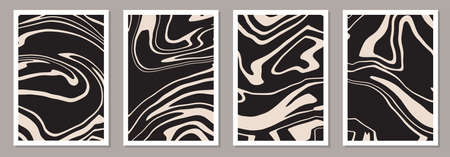 Set of trendy retro 1970s style abstract posters