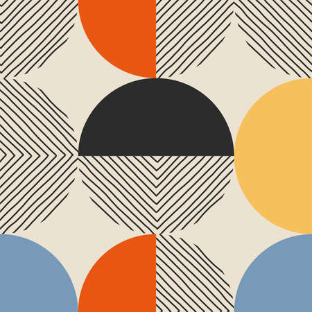 Trendy minimalist seamless pattern with abstract creative hand drawn compositionのイラスト素材