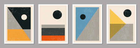 Set of minimal 20s geometric design posters, vector template