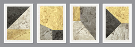 Set of minimal 20s geometric design posters with primitive shapesのイラスト素材