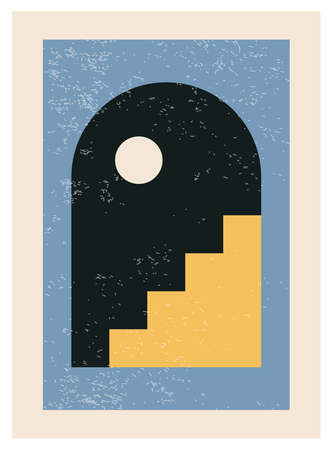 Minimal 20s geometric design poster, vector template with primitive shapesのイラスト素材