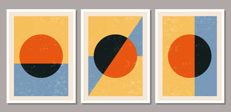Set of minimal 20s geometric design posters, vector templateのイラスト素材