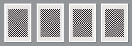Set of minimal 20s geometric design poster with primitive shapesのイラスト素材