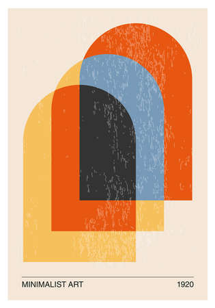 Minimal 20s geometric design poster, vector template with primitive shapesのイラスト素材