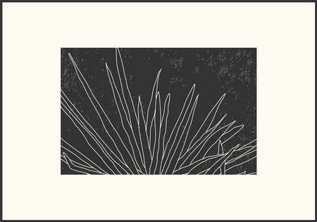 Minimalist botanical line art flower abstract collageのイラスト素材