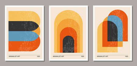 Set of minimal 20s geometric design posters, vector templateのイラスト素材