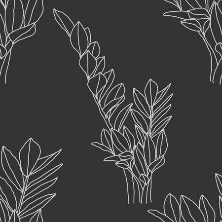 Trendy minimalist seamless botanical pattern with line art compositionのイラスト素材