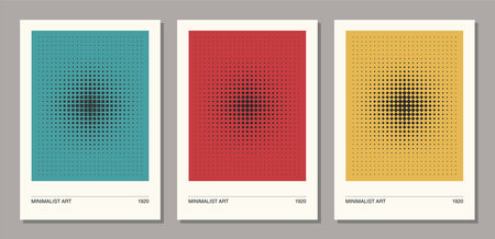 Set of minimal 20s geometric design poster, vector templateのイラスト素材