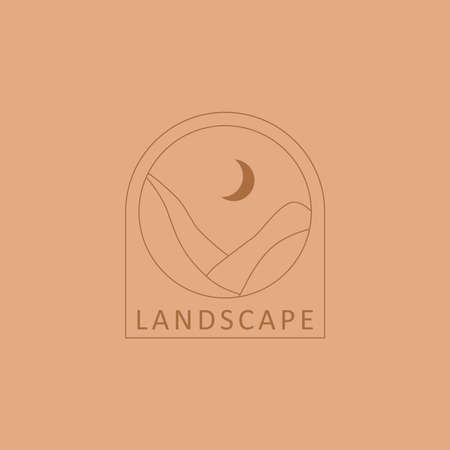 Trendy minimalist landscape abstract bohemian design iconのイラスト素材