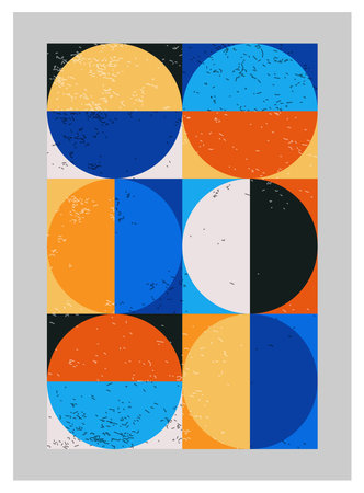 Minimal geometric design poster, vector template with primitive shapesのイラスト素材