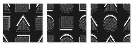 Set of minimalist seamless pattern with abstract creative geometric composition