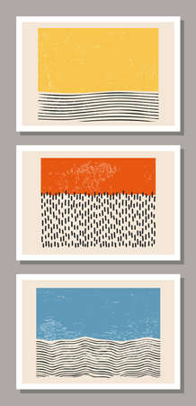 Set of minimal 20s geometric design posters, vector template