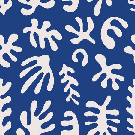 Trendy seamless pattern with abstract organic cut out Matisse inspired shapesのイラスト素材