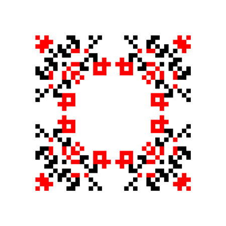 Traditional Ukrainian knitted embroidery art, ethnic mandala ornament vyshyvankaのイラスト素材