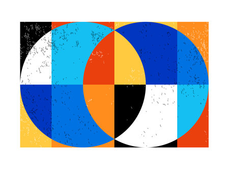 Minimal geometric design poster, vector template with primitive shapesのイラスト素材