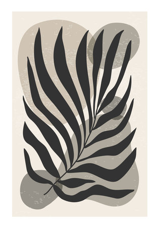 Minimalist botanical composition with leaves abstract collageのイラスト素材
