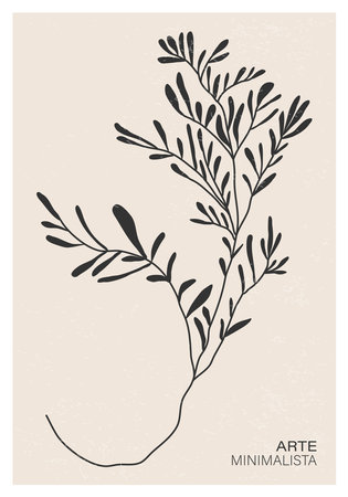 Minimalist poster with abstract art leaf compositionのイラスト素材