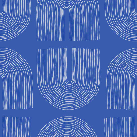 Trendy minimalist seamless pattern with abstract creative hand drawn compositionのイラスト素材