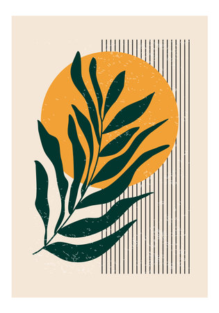 Matisse inspired contemporary collage botanical minimalist wall art posterのイラスト素材