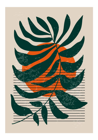 Matisse inspired contemporary collage botanical minimalist wall art posterのイラスト素材