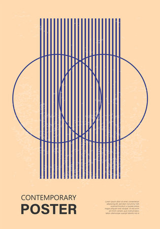 Minimal 20s geometric design poster, vector template with primitive shapesのイラスト素材