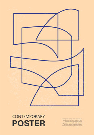 Minimal 20s geometric design poster, vector template with primitive shapesのイラスト素材