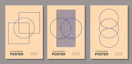 Set of minimal 20s geometric design poster, vector templateのイラスト素材
