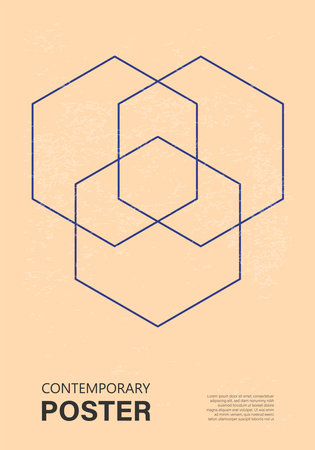 Minimal 20s geometric design poster, vector template with primitive shapesのイラスト素材