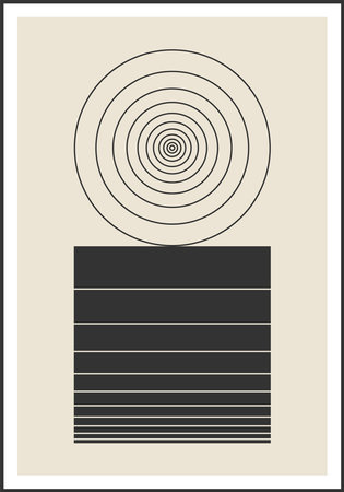Minimal 20s geometric design poster, vector template with primitive shapesのイラスト素材