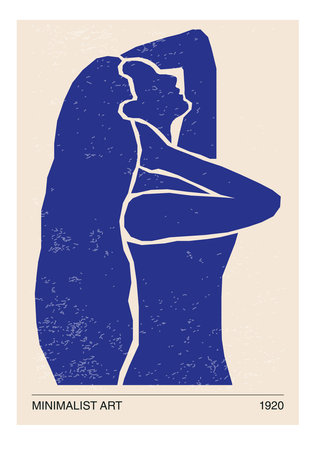 Woman body paper cut collage contemporary abstract posterのイラスト素材