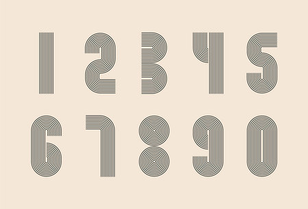 Retro stripe numbers in 70s styleのイラスト素材