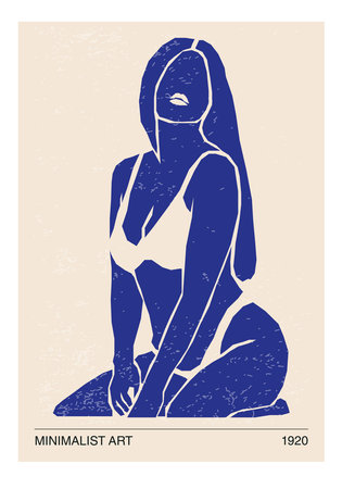 Woman body paper cut collage contemporary abstract posterのイラスト素材