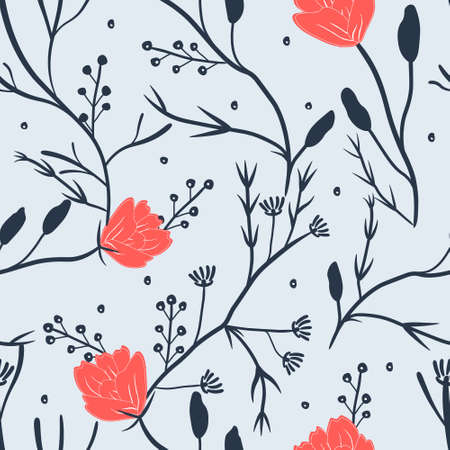 Floral seamless vector pattern for textile, paper, fabric and decoration background.のイラスト素材